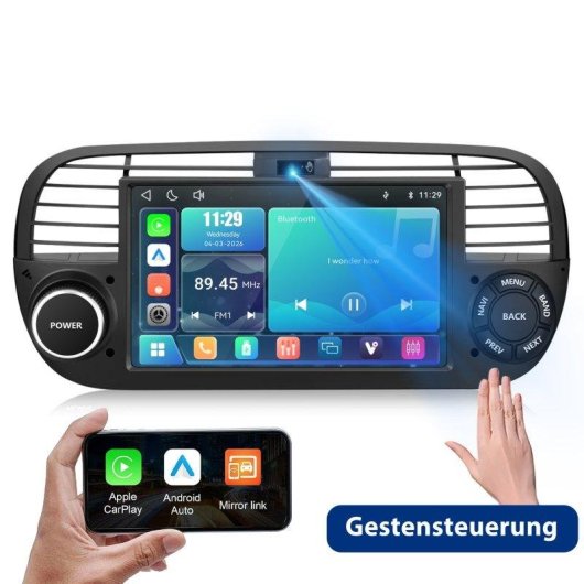 Autorradio JUNSUN 7" 2 DIN CarPlay Android Auto Bluetooth Fiat 500 2007-2015