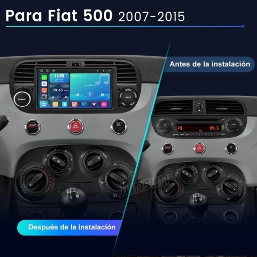 Autorradio JUNSUN 7" 2 DIN CarPlay Android Auto Bluetooth Fiat 500 2007-2015