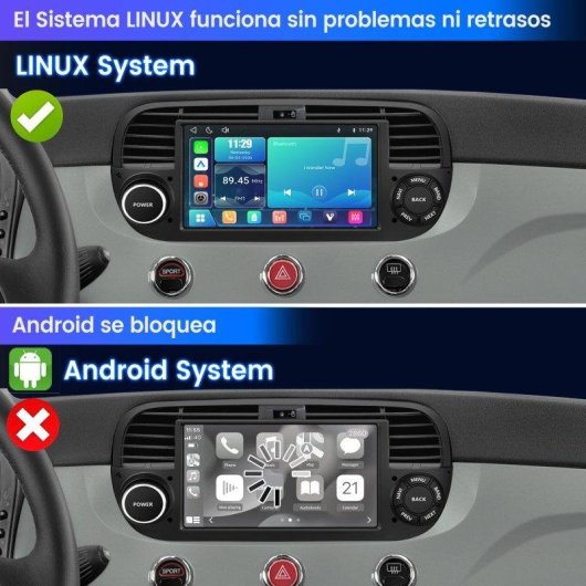Autorradio JUNSUN 7" 2 DIN CarPlay Android Auto Bluetooth Fiat 500 2007-2015