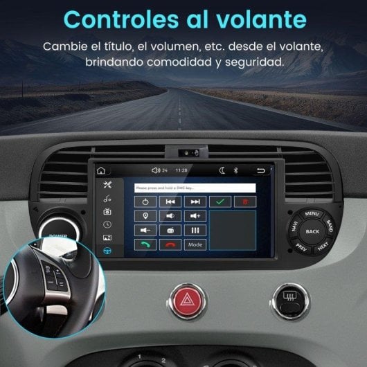Autorradio JUNSUN 7" 2 DIN CarPlay Android Auto Bluetooth Fiat 500 2007-2015