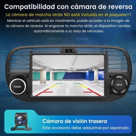 Autorradio JUNSUN 7" 2 DIN CarPlay Android Auto Bluetooth Fiat 500 2007-2015