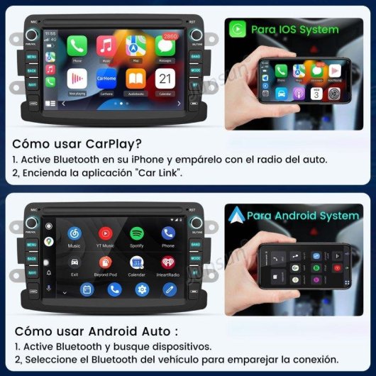 Autorradio JUNSUN 7" CarPlay Android Auto Renault Dacia Duster Dokker Lodgy Bluetooth