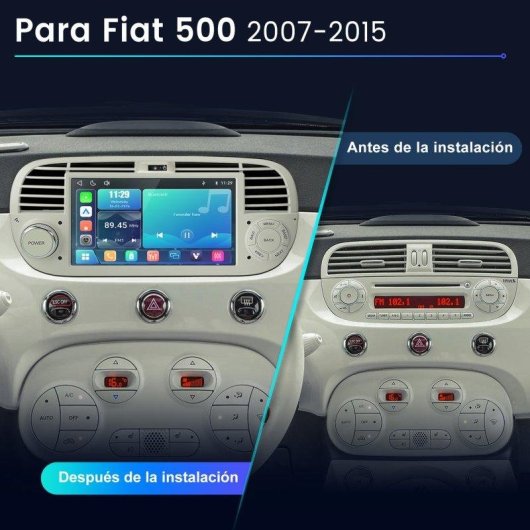 Autorradio JUNSUN 7" CarPlay Android Auto Bluetooth 5.0 para Fiat 500 2007-2015