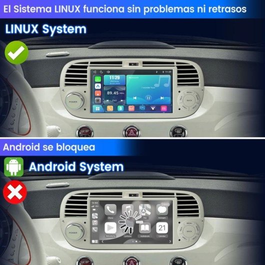 Autorradio JUNSUN 7" CarPlay Android Auto Bluetooth 5.0 para Fiat 500 2007-2015