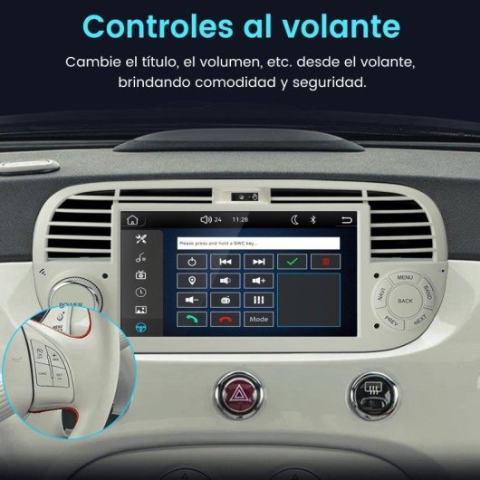 Autorradio JUNSUN 7" CarPlay Android Auto Bluetooth 5.0 para Fiat 500 2007-2015
