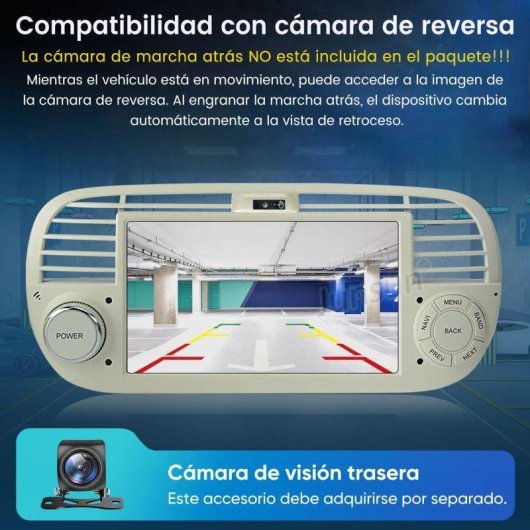 Autorradio JUNSUN 7" CarPlay Android Auto Bluetooth 5.0 para Fiat 500 2007-2015