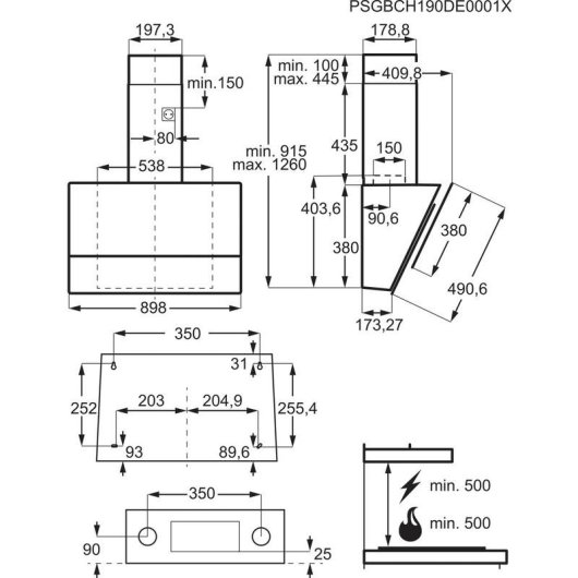 Cappa aspirante Electrolux LFV619Z aspirazione/ricircolo 90 cm touch