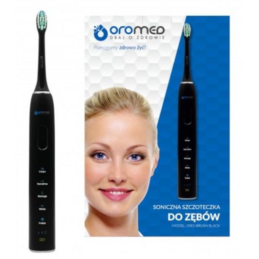 Spazzolino Sonico Oromed ORO-BRUSH BLACK 5 Modalita 2 Testine Timer