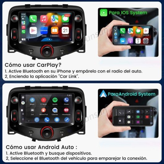 Autoradio JUNSUN 7'' CarPlay Android 15 2+64GB