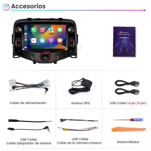 Autoradio JUNSUN 7'' CarPlay Android 15 2+64GB