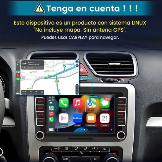 Autorradio JUNSUN 7" con Apple CarPlay y Android Auto Bluetooth 5.0 para VW y Škoda