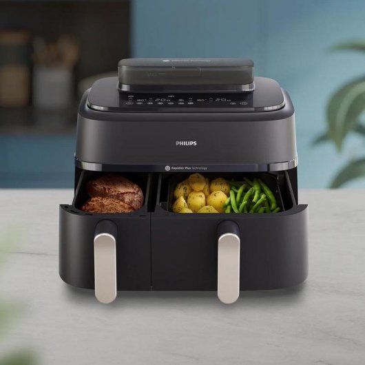 Freidora de Aire Philips NA551/00 9 L 2750 W Doble Cesta con Vapor
