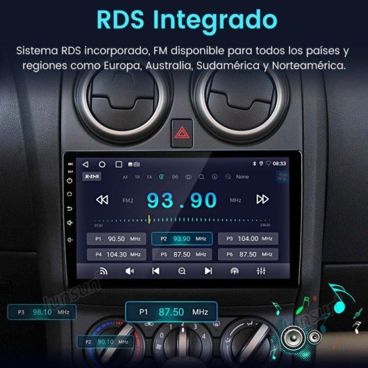 Autoradio JUNSUN Qashqai J10 Android 14 9 pollici 1 GB 32 GB CarPlay
