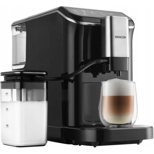 Cafetera superautomática Sencor SES 8100BK 1,5 L 20 bares con molinillo y leche