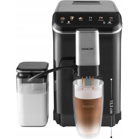 Cafetera superautomática Sencor SES 8100BK 1,5 L 20 bares con molinillo y leche