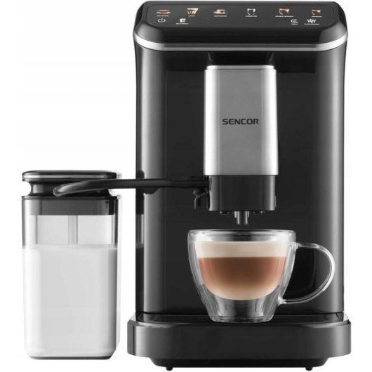 Cafetera superautomática Sencor SES 8100BK 1,5 L 20 bares con molinillo y leche