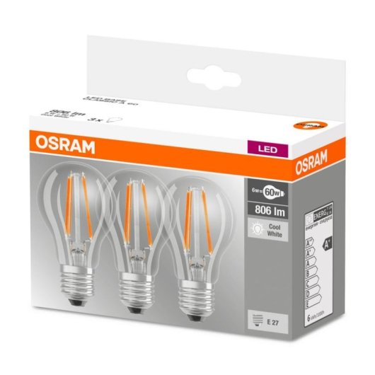 Ampoule LED LEDVANCE A60 E27 6,5 W 806 lm 4000 K Lot de 3