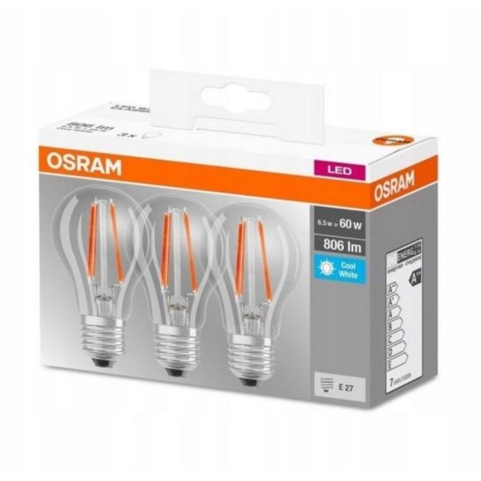 Ampoule LED LEDVANCE A60 E27 6,5 W 806 lm 4000 K Lot de 3