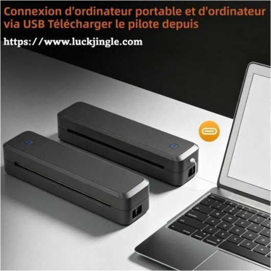 Imprimante thermique portable A4 Bluetooth USB sans encre 620 g Noir