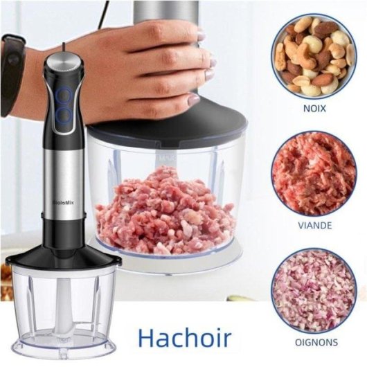 Mixeur plongeant Nobrand Inox 6 vitesses 0,8 L Noir