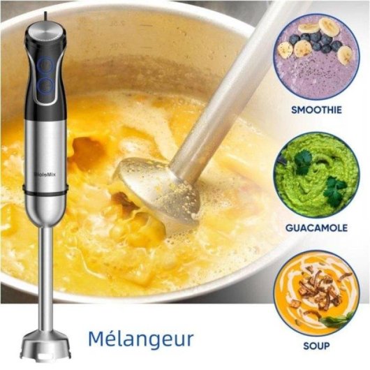 Mixeur plongeant Nobrand Inox 6 vitesses 0,8 L Noir