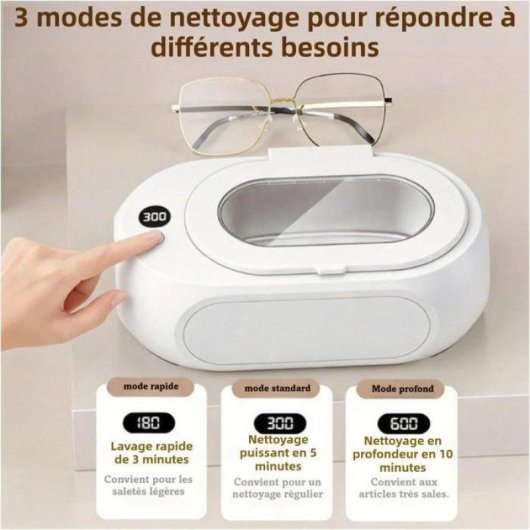 Nettoyeur ultrasonique UV Générique 501-700 ml 3 niveaux Blanc