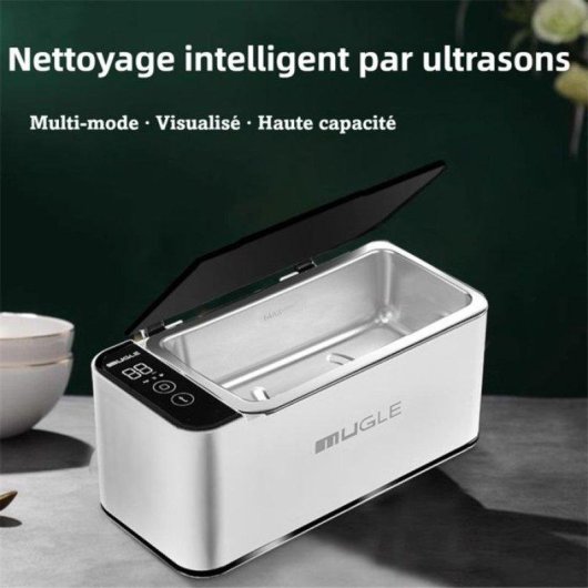 Nettoyeur Ultrasonique Écran Tactile 46 kHz 700 ml Acier Inox Blanc