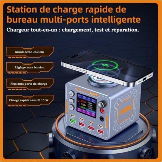 Station de charge Nobrand 140W 9 Ports USB PD QC Qi