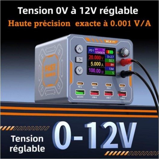 Station de charge Nobrand 140W 9 Ports USB PD QC Qi