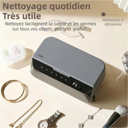 Nettoyeur à ultrasons Nobrand 430 ml, inox 304, USB, gris