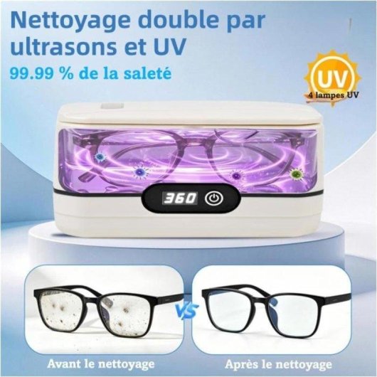 Nettoyeur à ultrasons Générique 4 UV, écran tactile LED, 5 niveaux, blanc
