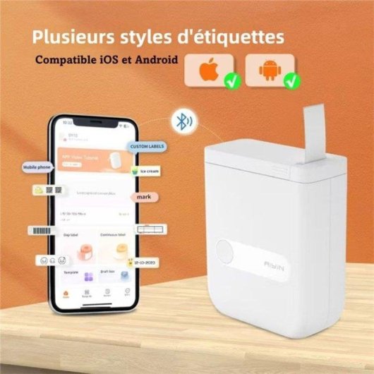 Imprimante d'etiquettes Bluetooth Nobrand Mini 12 mm 203 dpi