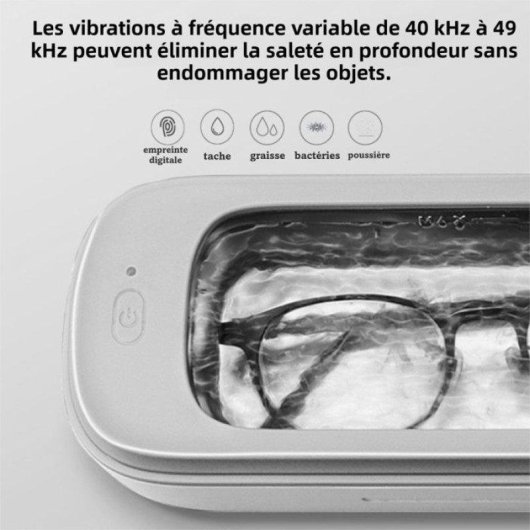 Nettoyeur ultrasonique Générique Lunettes Bijoux Inox 304 Portatif Blanc