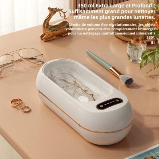 Nettoyeur ultrasonique Generique 47 kHz UV 3 minuteries 350 ml Blanc