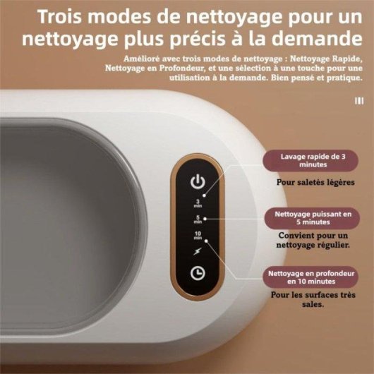 Nettoyeur ultrasonique Generique 47 kHz UV 3 minuteries 350 ml Blanc