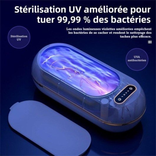 Nettoyeur ultrasonique Generique 47 kHz UV 3 minuteries 350 ml Blanc