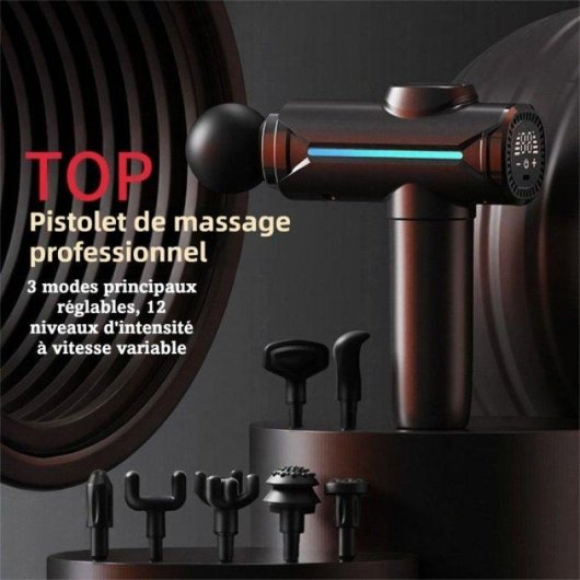 Pistolet de Massage Nobrand 8 Tetes LCD 24W RGB Gris