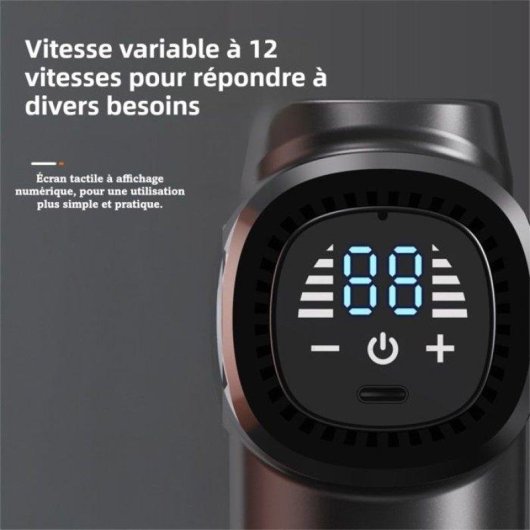 Pistolet de Massage Nobrand 8 Tetes LCD 24W RGB Gris