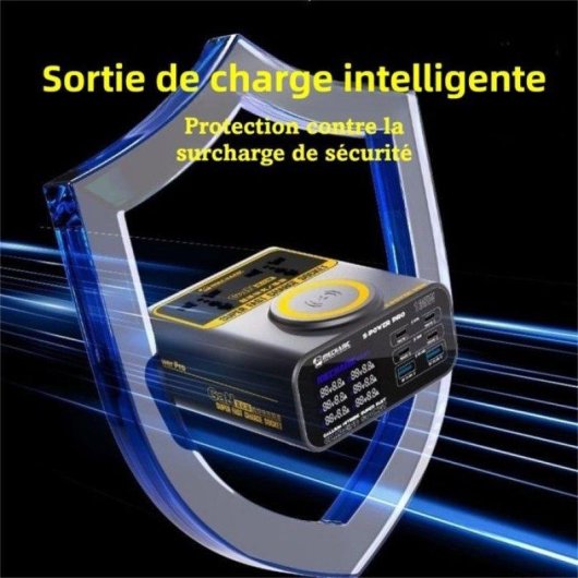 Multiprise Nobrand 2 prises 4 PD 2 QC 140 W sans fil 15 W grise