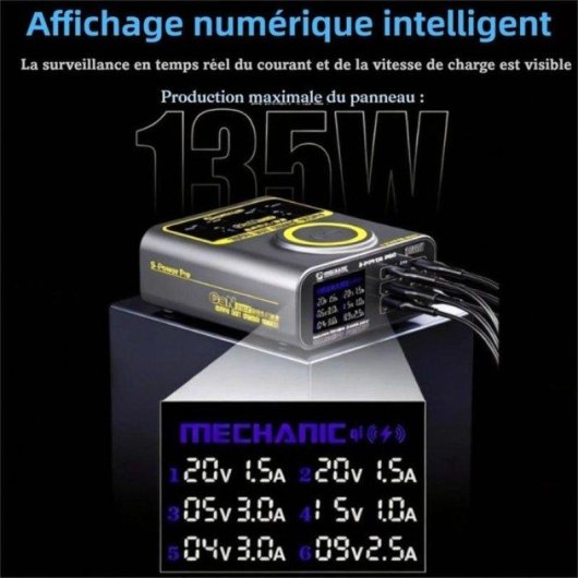 Multiprise Nobrand 2 prises 4 PD 2 QC 140 W sans fil 15 W grise