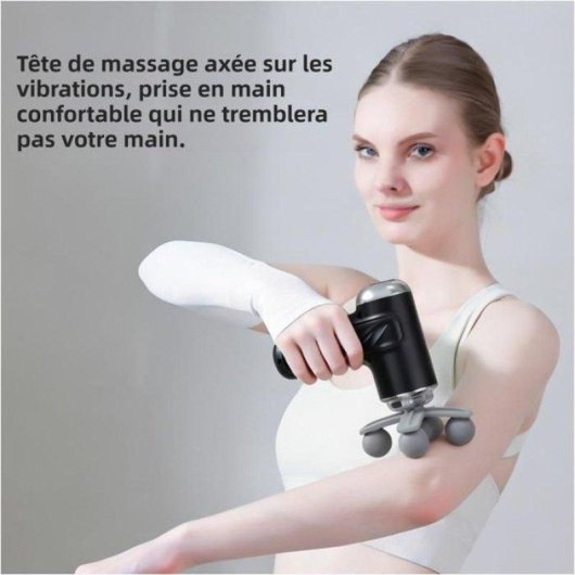 Pistolet de massage Nobrand 9 tetes, 6 vitesses, USB-C, noir