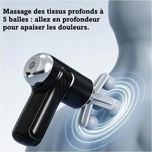 Pistolet de massage Nobrand 9 tetes, 6 vitesses, USB-C, noir