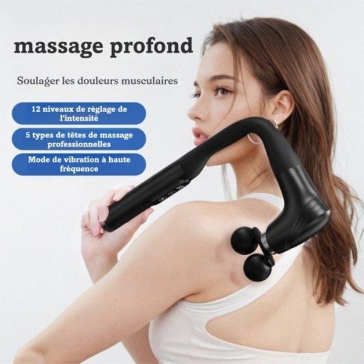 Pistolet de massage Nobrand double tête 12 vitesses USB-C noir