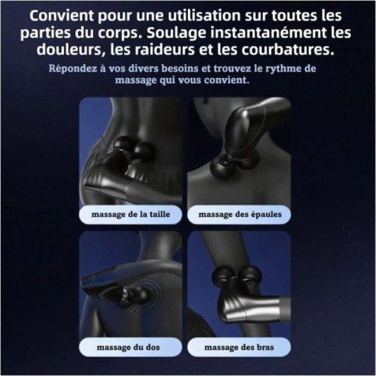 Pistolet de massage Nobrand double tête 12 vitesses USB-C noir