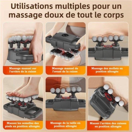 Pistolet de massage Nobrand 24 tetes, 4 bras, LCD, lumiere rouge
