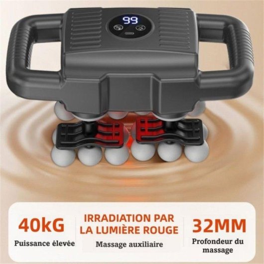 Pistolet de massage Nobrand 24 tetes, 4 bras, LCD, lumiere rouge