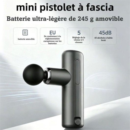 Pistolet de massage mini Nobrand 4 têtes 45 W 2000 mAh USB-C Noir