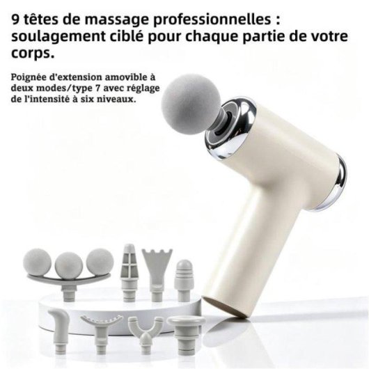 Pistolet de massage Nobrand 9 tetes poignee longue 6 vitesses