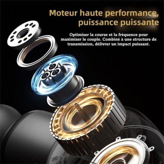 Pistolet de massage mini Nobrand 20 niveaux 6 têtes 2000 mAh gris