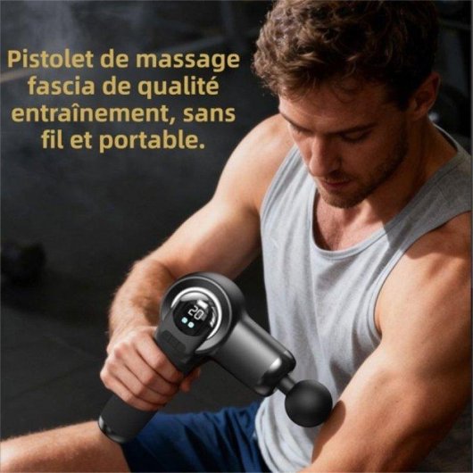 Pistolet de massage mini Nobrand 20 niveaux 6 têtes 2000 mAh gris